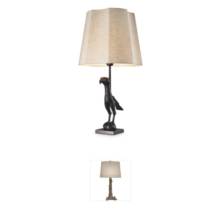 Eichholtz Falcon Bronze Highlight Metal Table Lamp with Linen Blend Shade