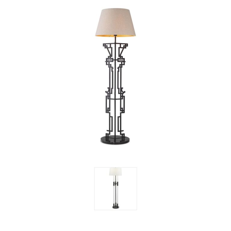 Eichholtz Thomas Matte Black Floor Lamp with Black Marble Base