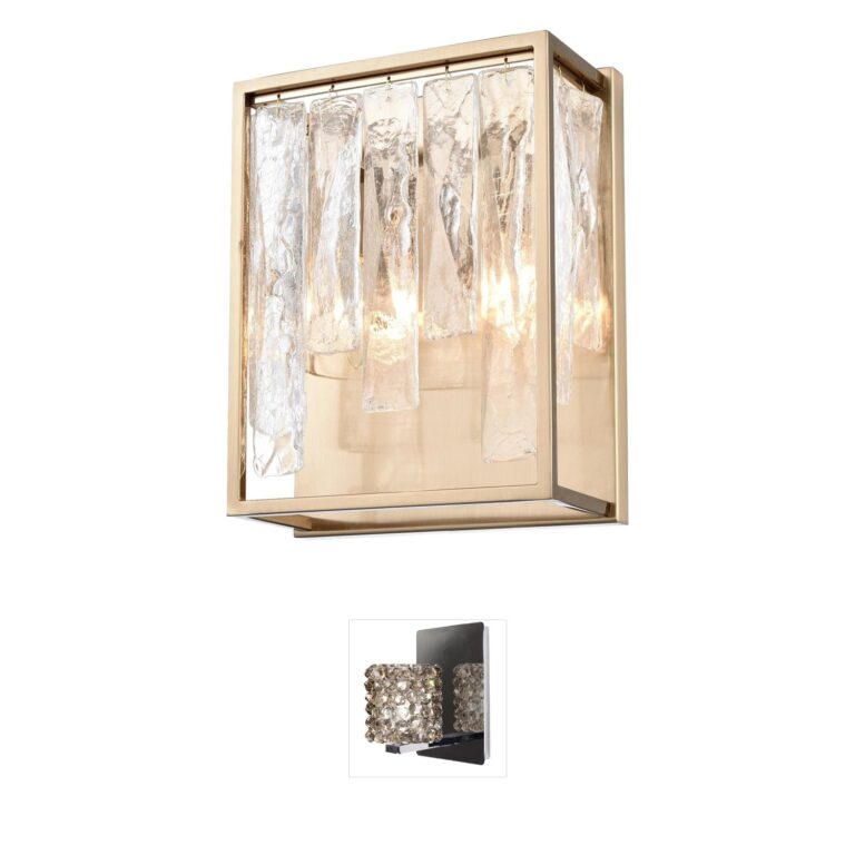 Arabela Lighting Boundaries 12" Lacquered Gold and Textured Glass Wall Sconce
