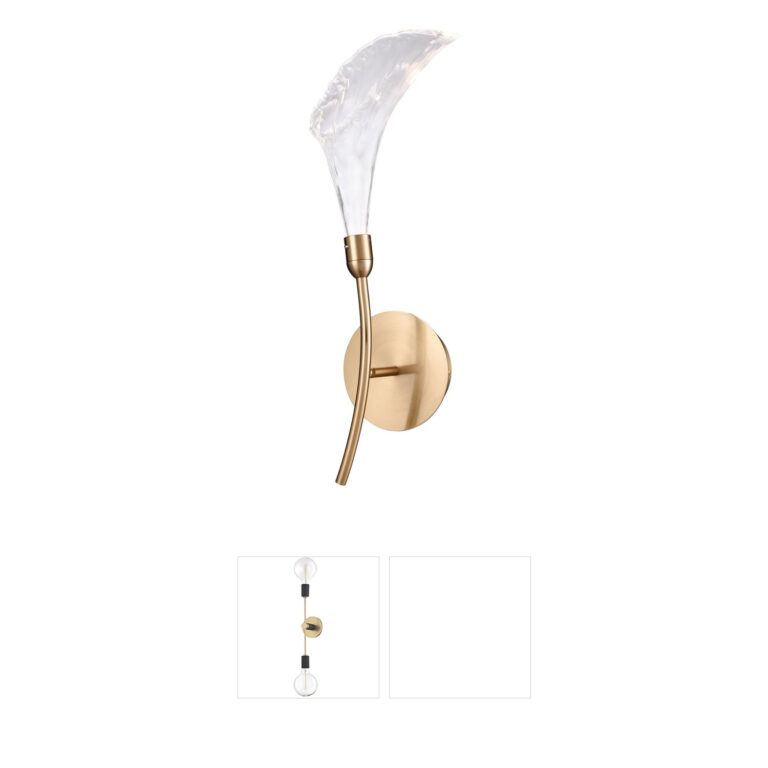 Arabela Lighting Calla Natural Brass Sconce with Hand-Formed Glass Flowers