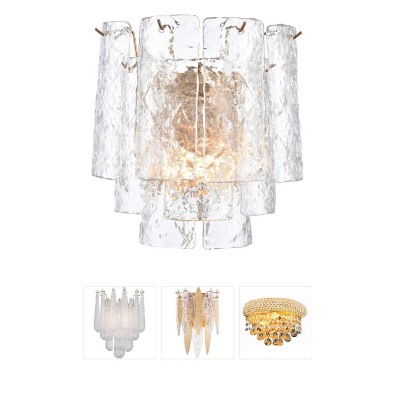 Arabela Lighting Fire and Ice Lacquered Gold Textured Glass Wall Sconce