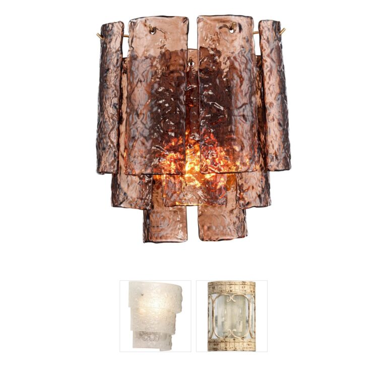 Arabela Lighting Fire and Ice 13-Inch Dark Amber Glass Wall Sconce in Lacquered Gold