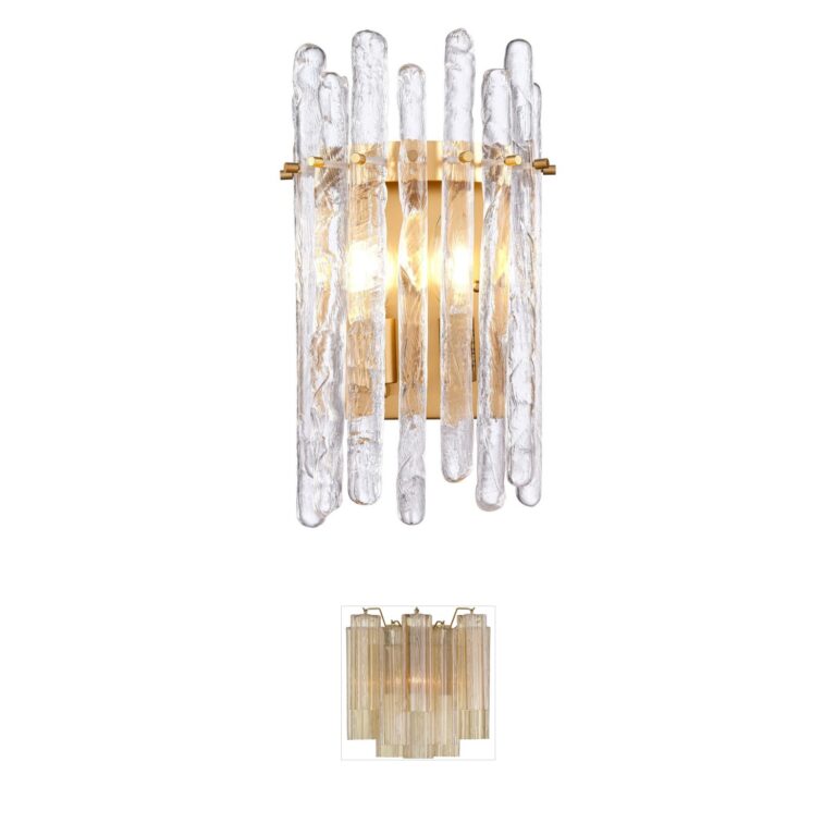 Arabela Lighting Icicles Natural Brass Wall Sconce with Handmade Glass Rods