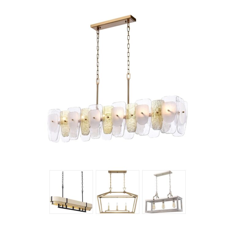 Arabela Lighting Strata Layered Glass Linear Chandelier in Lacquered Gold