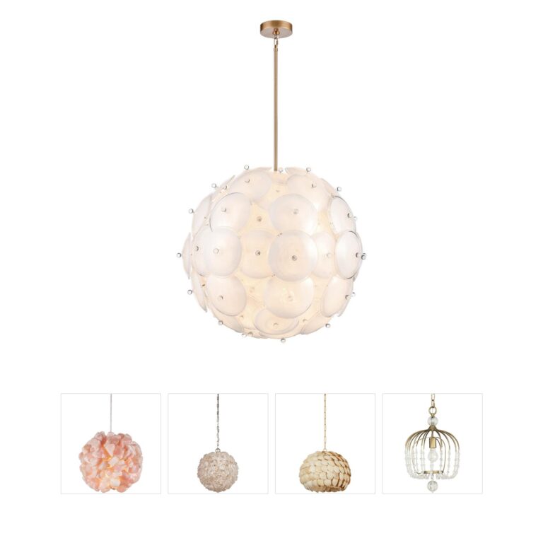 Arabela Lighting Tallulah 24-Light Lacquered Gold and White Swirl Glass Pendant