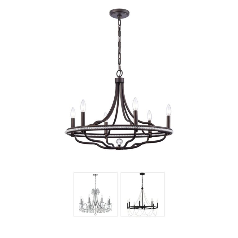 Arabela Lighting Tuscan Dark Bronze and Crystal 6-Light Chandelier