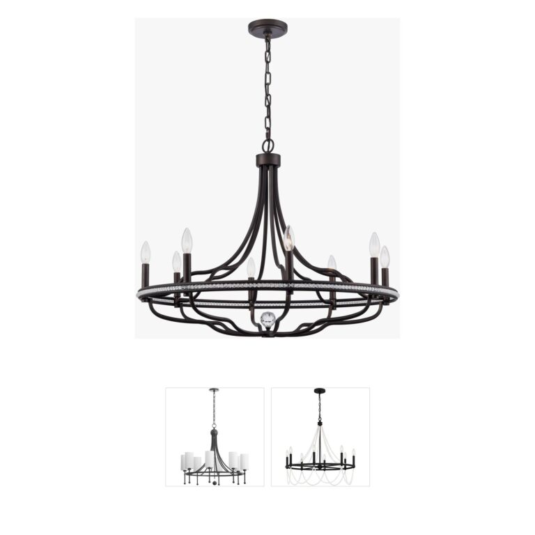 Arabela Lighting Tuscan Iron Chandelier with Clear Crystal Accents