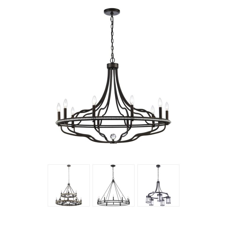 Arabela Lighting Tuscan 10-Light Dark Bronze Chandelier with Crystal Accents