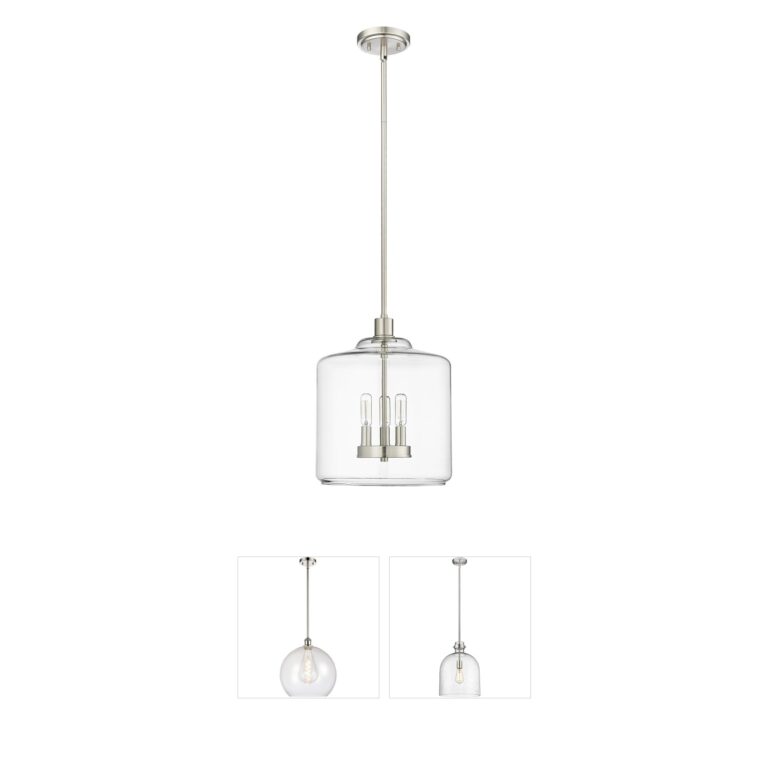 Millennium Lighting Asheville 3-Light Brushed Nickel Pendant with Clear Glass