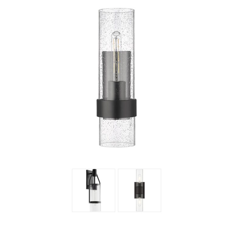 Millennium Lighting Jamison 1-Light Matte Black Wall Sconce with Clear Seeded Glass