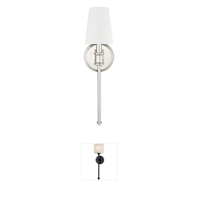 Millennium Lighting Adorra 19-Inch Polished Nickel Wall Sconce with Linen Shade