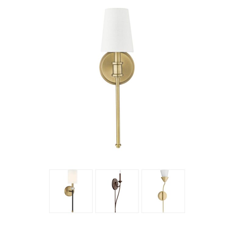Millennium Lighting Adorra 19-Inch Vintage Brass Wall Sconce with Linen Shade