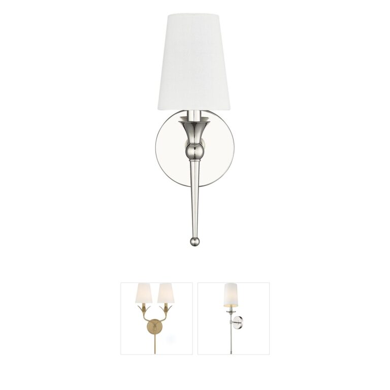 Millennium Lighting Polished Nickel 1-Light Wall Sconce with Linen Shade