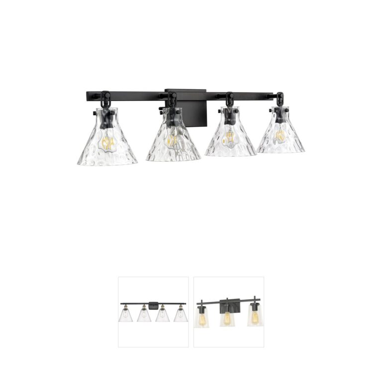 Millennium Lighting Barlon 34.75" 4-Light Matte Black Vanity with Clear Water Glass