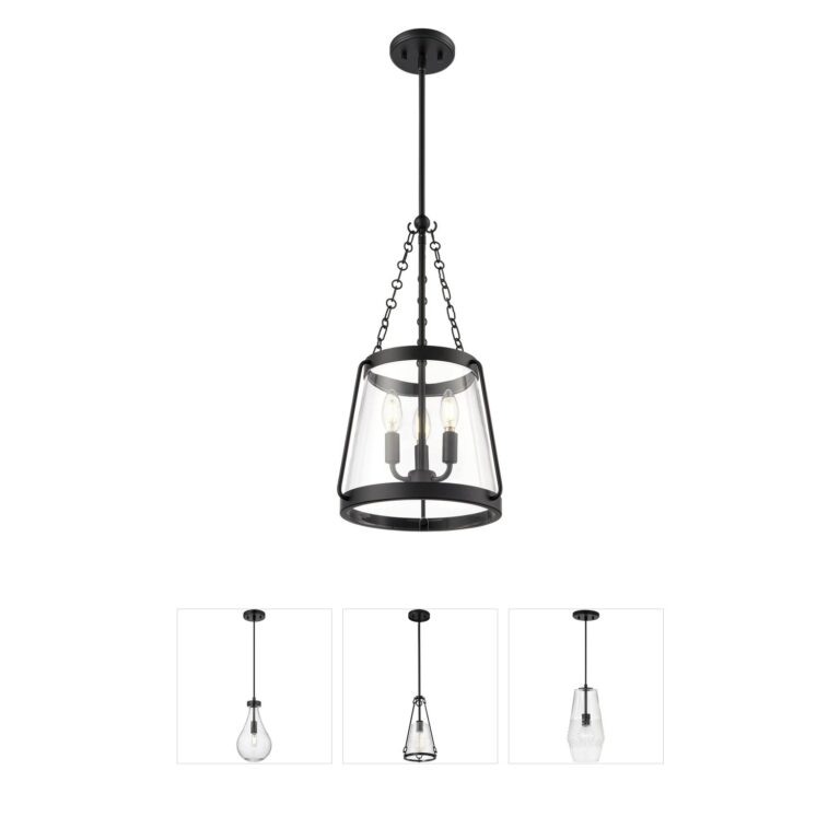 Millennium Lighting Adabella 3-Light Matte Black & Clear Glass Pendant