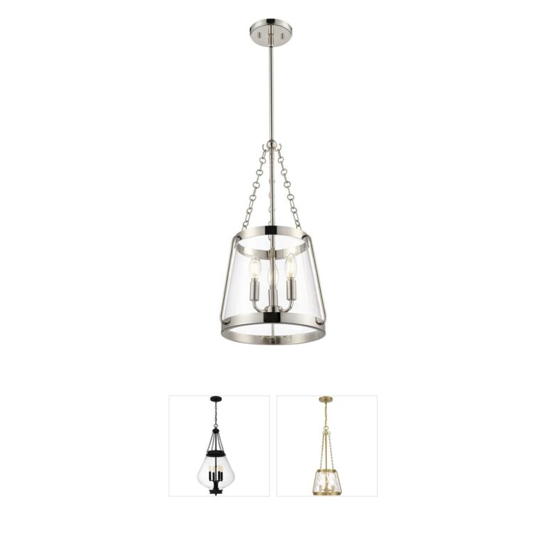 Millennium Lighting Adabella 3-Light Polished Nickel and Clear Glass Pendant