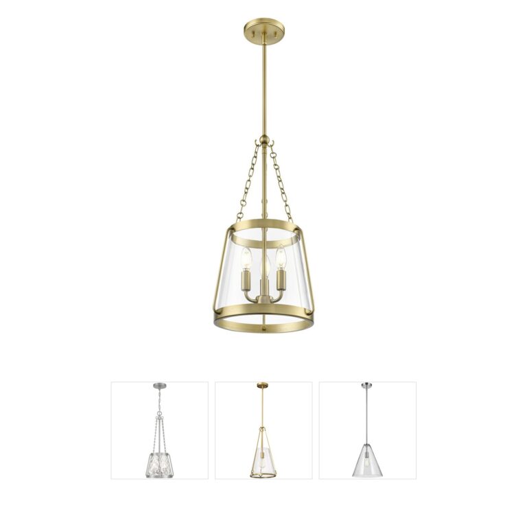 Millennium Lighting Adabella 3-Light Vintage Brass Pendant with Clear Glass