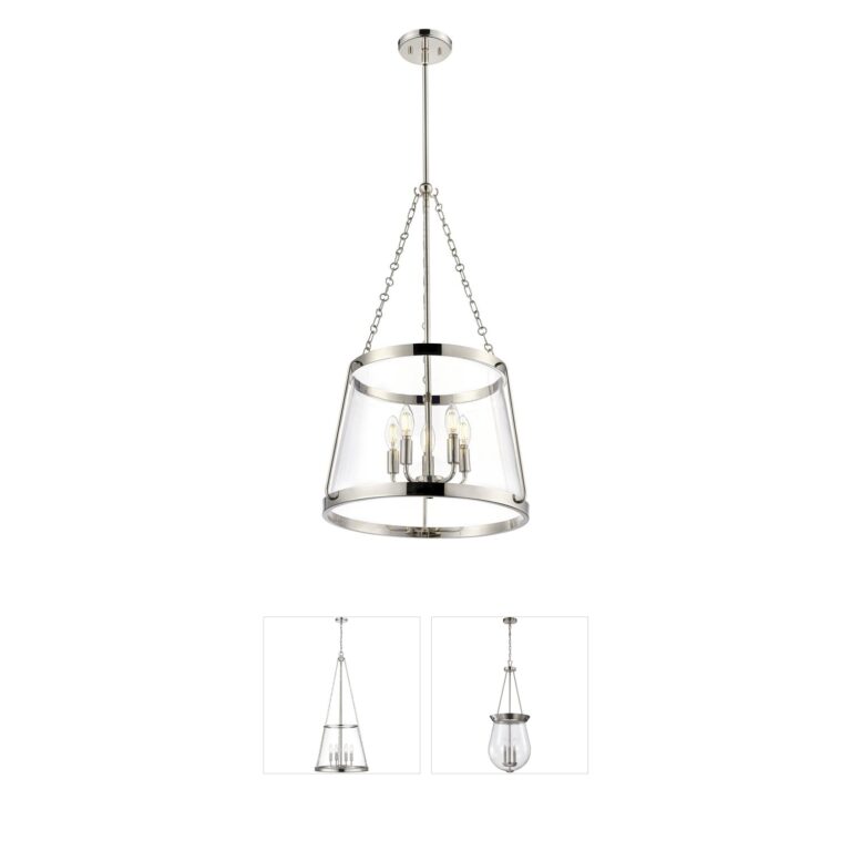 Millennium Lighting Adabella 5-Light Polished Nickel and Clear Glass Pendant