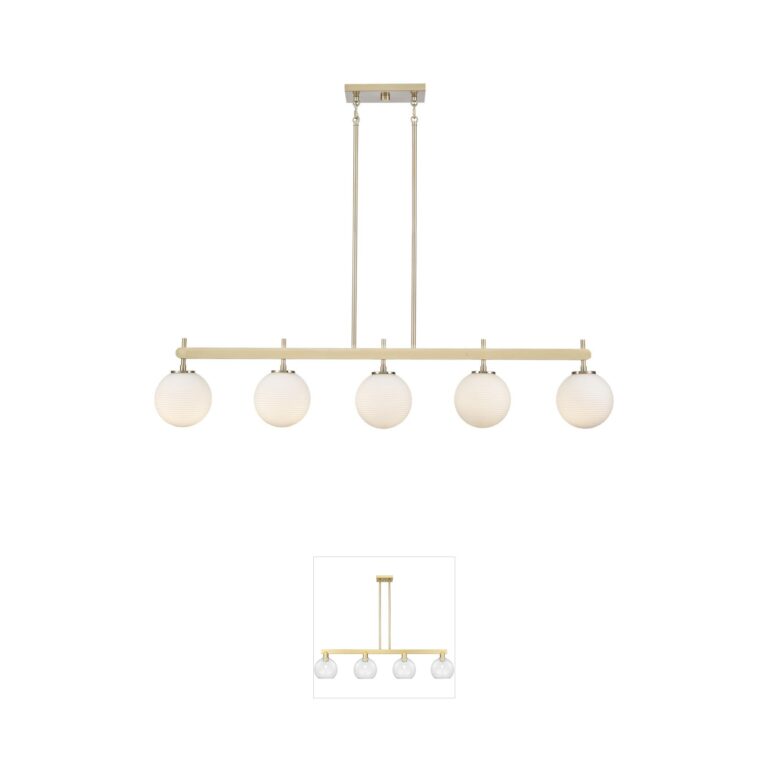 Millennium Lighting Coretta 48-Inch 5-Light Modern Gold Island Light with Frosted Fluted Glass