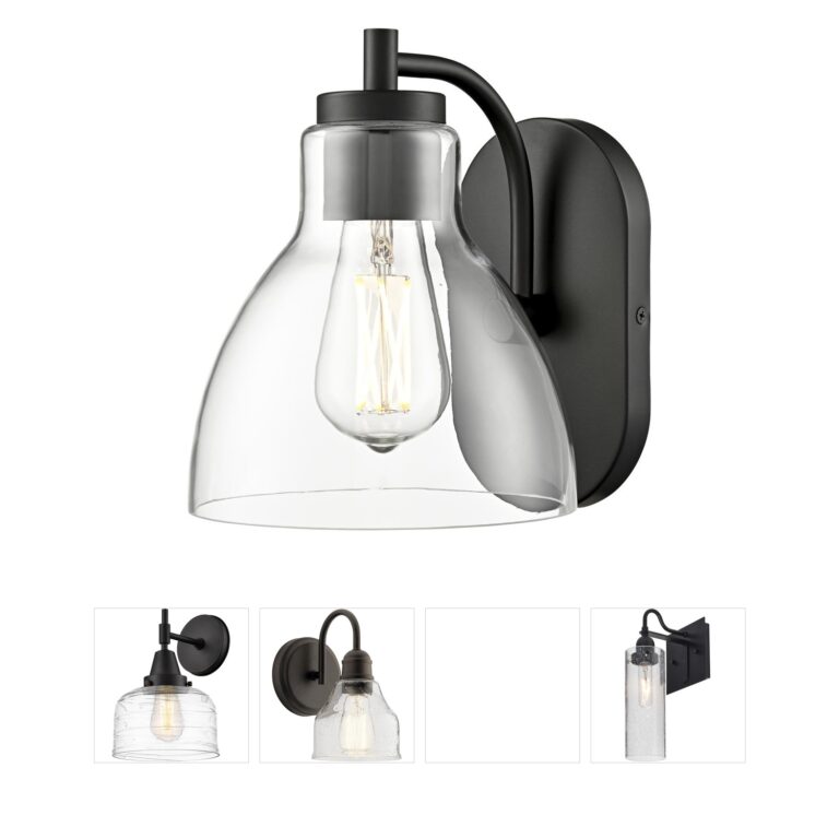 Millennium Lighting Knightsdale Matte Black Clear Glass 1-Light Sconce