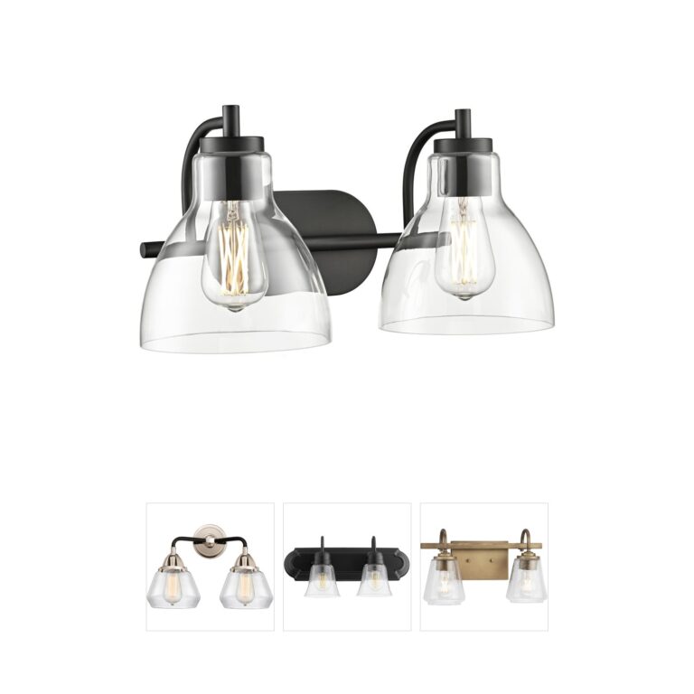 Millennium Lighting Knightsdale 2-Light Matte Black Steel Vanity Light with Clear Glass