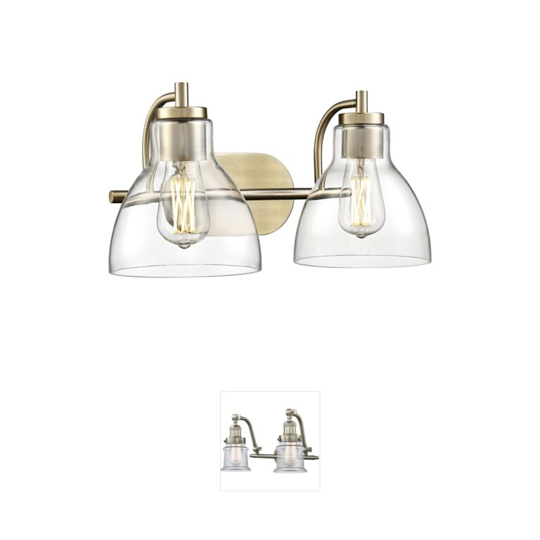 Millennium Lighting Knightsdale 2-Light Modern Gold Vanity with Clear Bell Glass