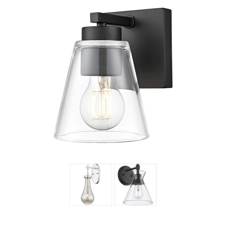 Millennium Lighting Strayhan Matte Black Steel & Clear Glass Wall Sconce