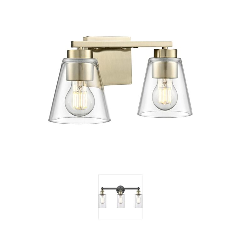 Millennium Lighting Strayhan Modern Gold Steel & Clear Glass 2-Light Vanity