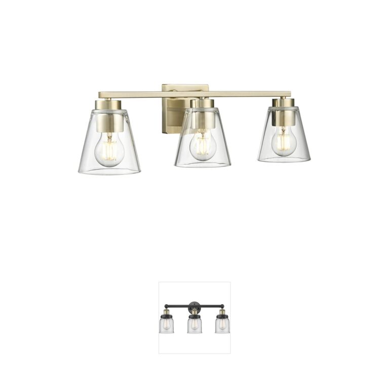 Millennium Lighting Strayhan 22-Inch 3-Light Modern Gold Vanity with Cone Clear Glass