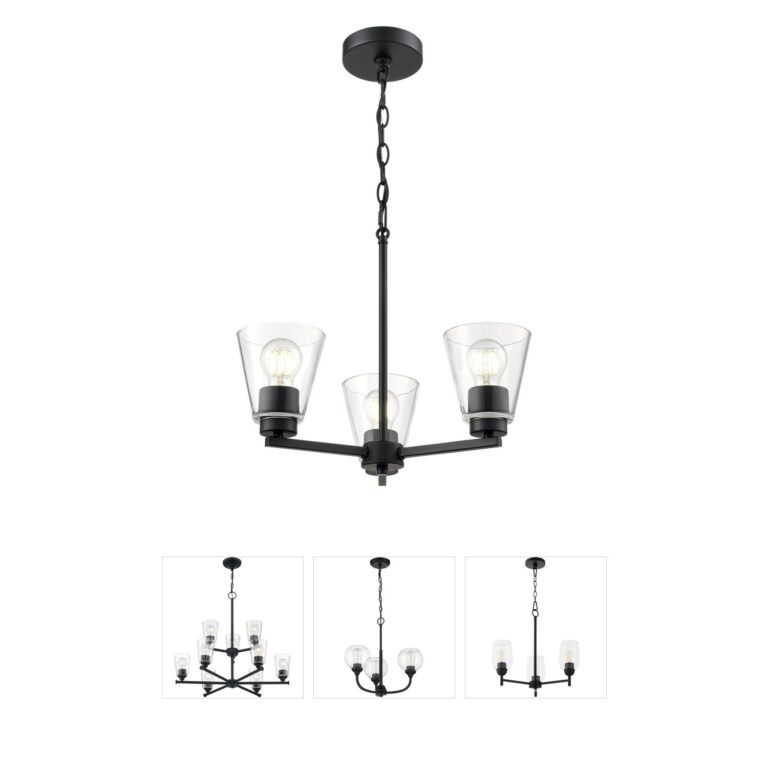 Millennium Lighting Strayhan 3-Light Matte Black Steel Chandelier