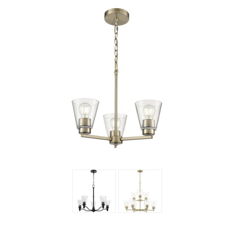 Millennium Lighting Strayhan 3-Light Modern Gold Chandelier with Clear Glass