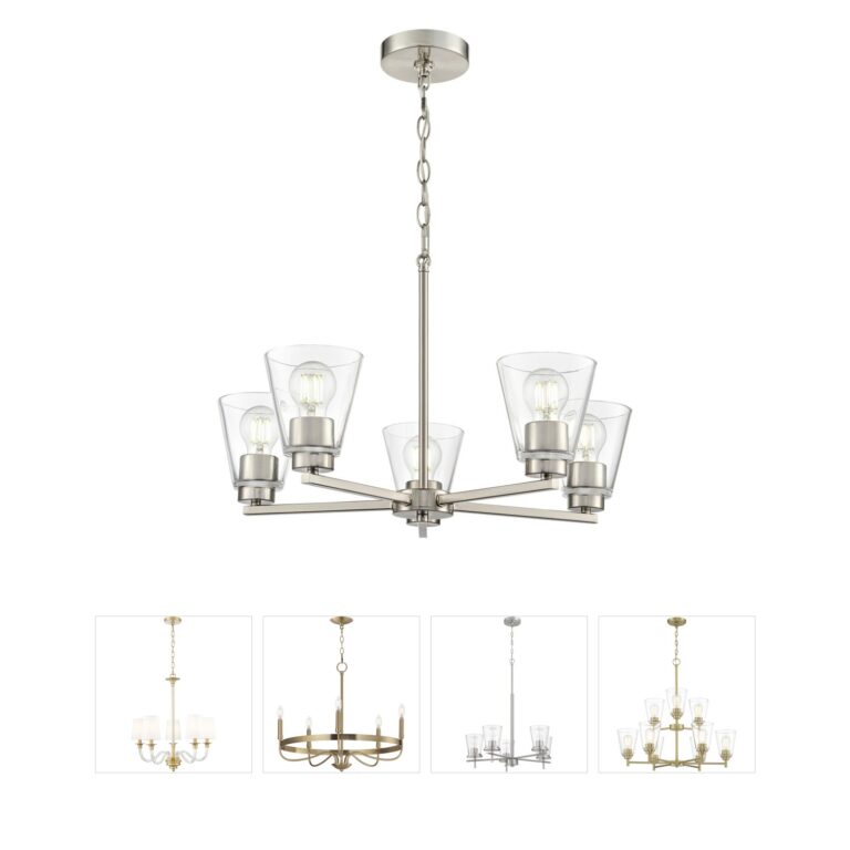 Millennium Lighting Strayhan 5-Light Brushed Nickel Clear Glass Chandelier
