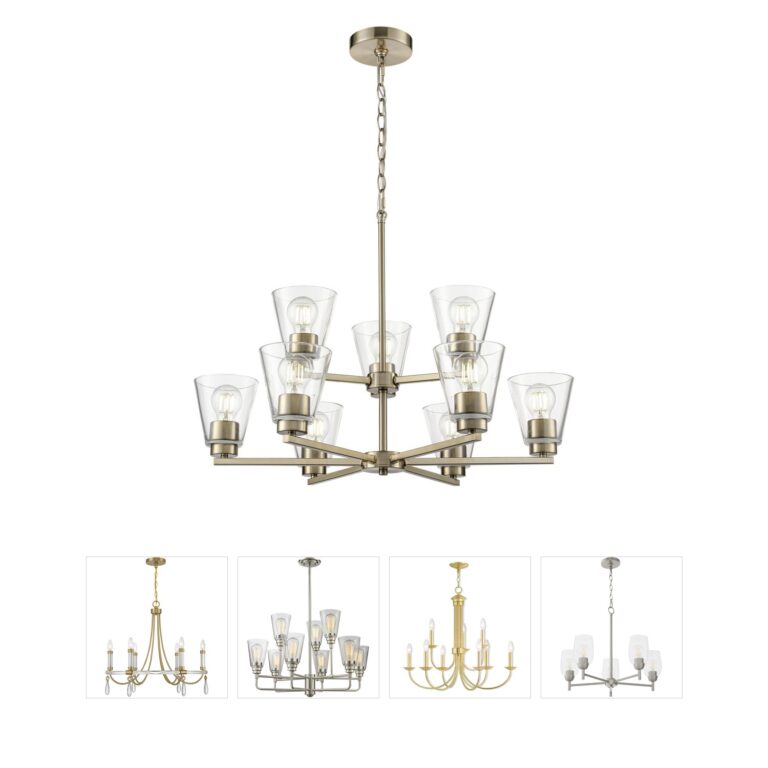 Millennium Lighting Strayhan 9-Light Modern Gold Chandelier with Clear Glass