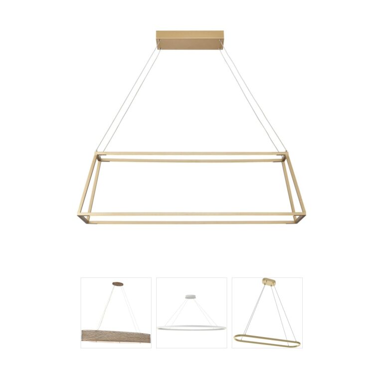 Atlas Lighting & Home Minimalist 36" Soft Gold Integrated LED Geometric Chandelier