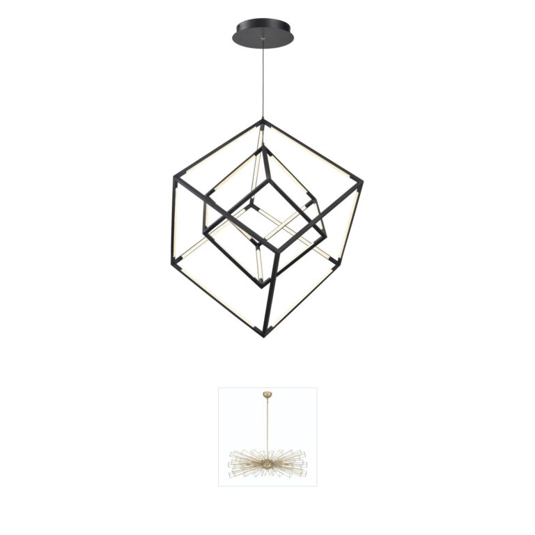 Atlas Lighting & Home Cube Squared Matte Black Integrated LED Chandelier