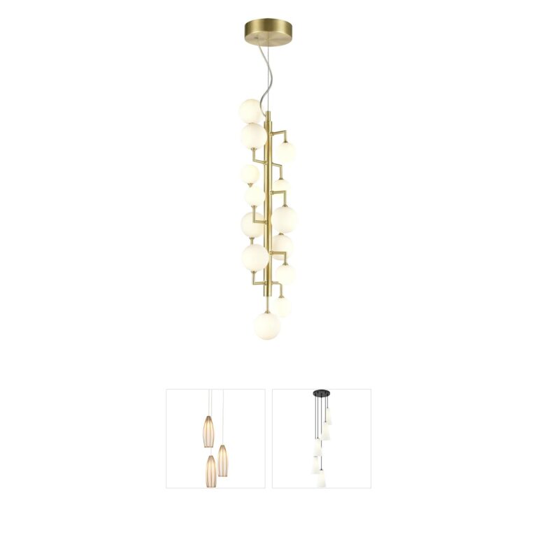 Atlas Lighting & Home Keir 13-Light Gold Chandelier with Opal Glass