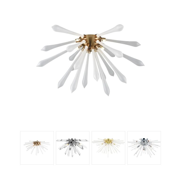 Atlas Lighting & Home Spiritus Aged Brass Frosted Glass Spears Flush Mount
