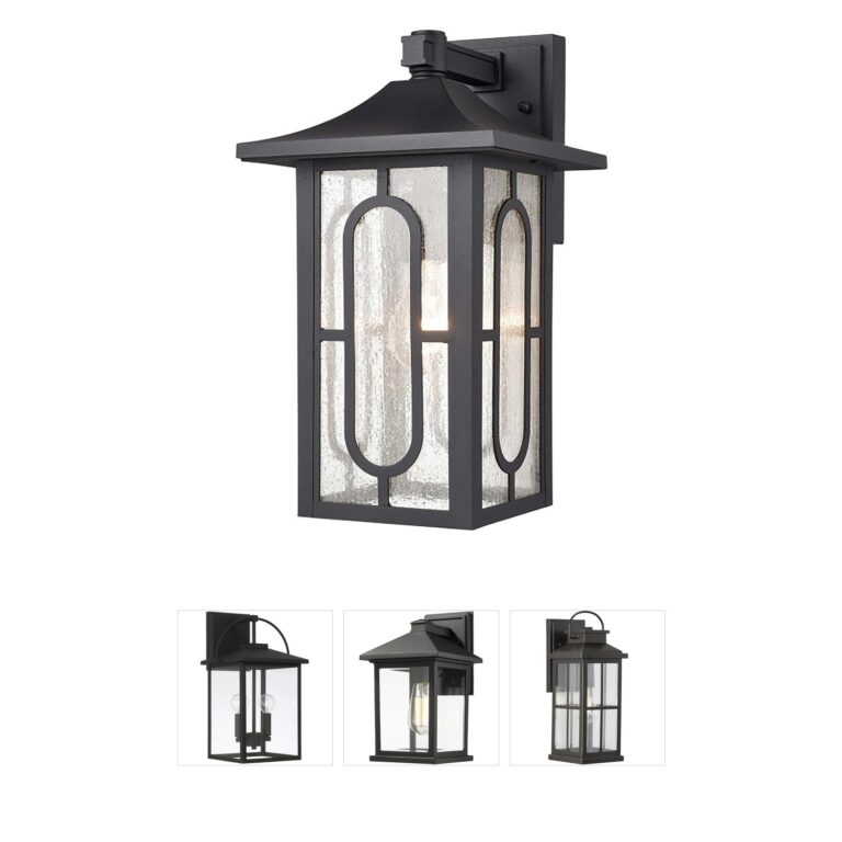 Atlas Lighting & Home Parkdale Black Outdoor Wall Sconce with Seeded Glass