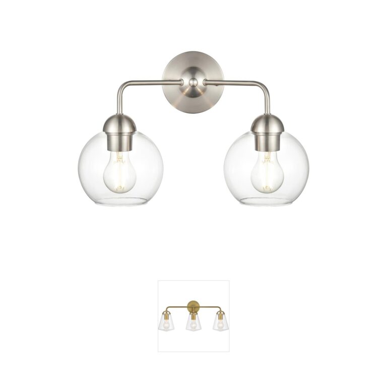 Atlas Lighting & Home Soren 2-Light Brushed Nickel Clear Glass Vanity Light