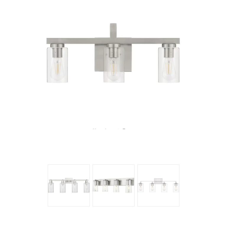 Atlas Lighting & Home Melina 3-Light Brushed Nickel Vanity with Clear Glass
