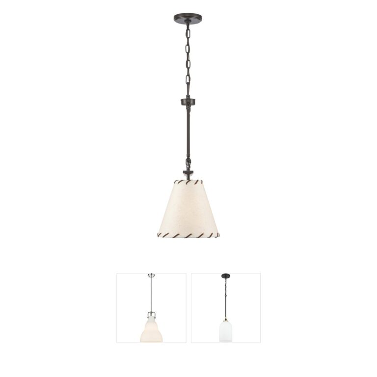 Atlas Lighting & Home Marion 9-Inch Leather and Oil Rubbed Bronze Pendant