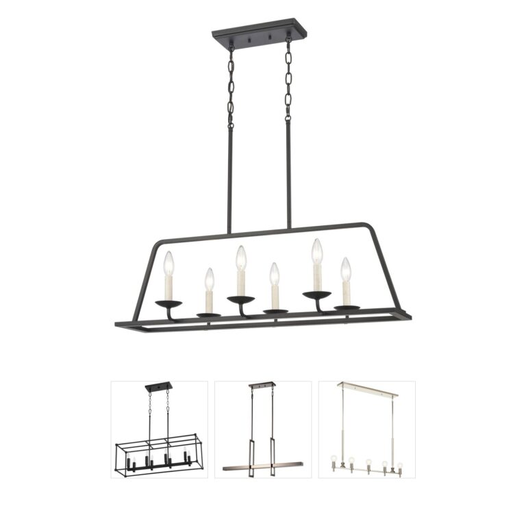 Atlas Lighting & Home Ellisville 34-Inch 6-Light Matte Black Linear Chandelier