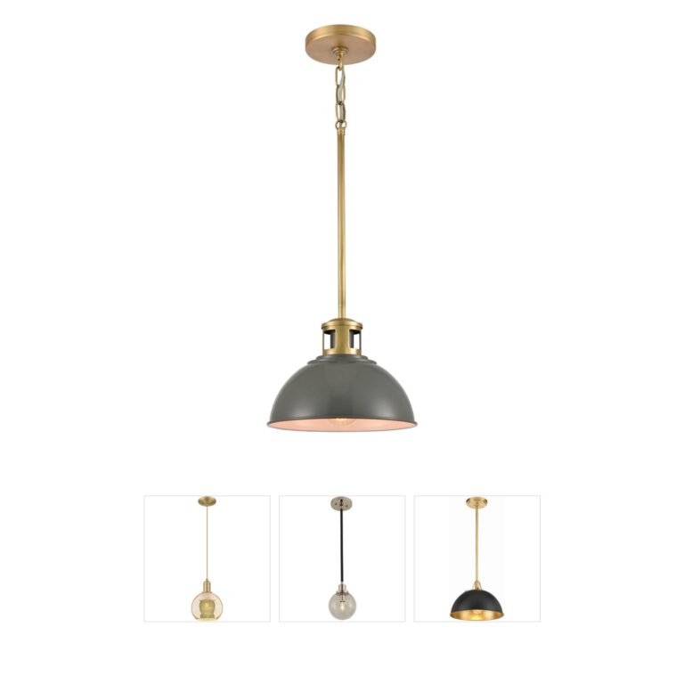 Atlas Lighting & Home Lyndon 10-Inch Gray and Brass Metal Mini Pendant