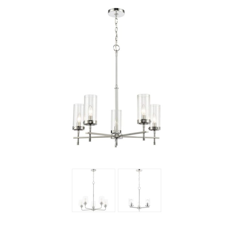 Atlas Lighting & Home Melinda 25" 5-Light Polished Chrome Chandelier with Seeded Glass