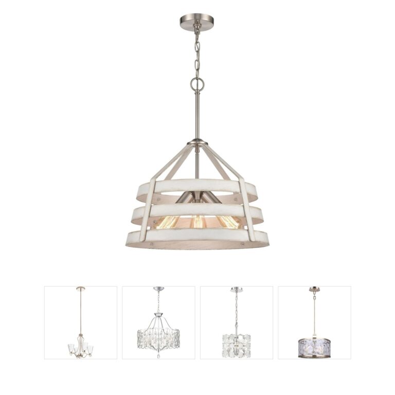 Atlas Lighting & Home Brigantine 18-Inch Weathered White and Satin Nickel Chandelier