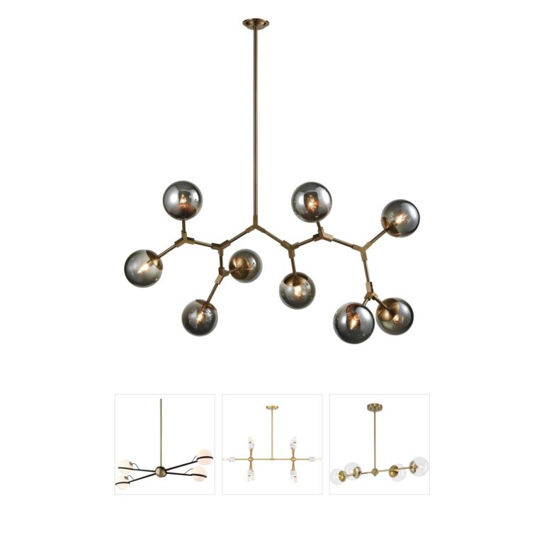 Atlas Lighting & Home Synapse 60-Inch 9-Light Aged Brass Linear Chandelier