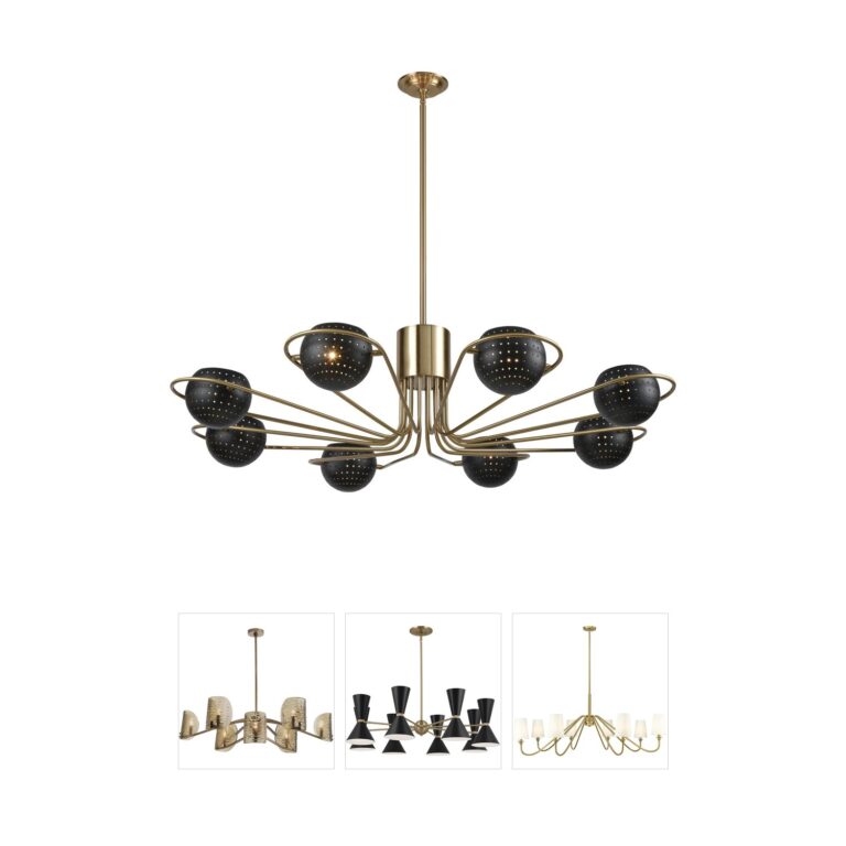 Atlas Lighting & Home Scarab 47" Satin Brass & Black Chandelier