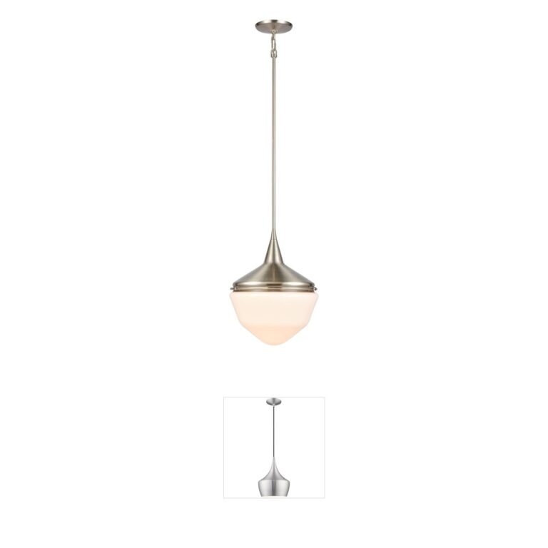 Atlas Lighting & Home Mid-Century Schoolhouse 12" Satin Nickel Mini Pendant