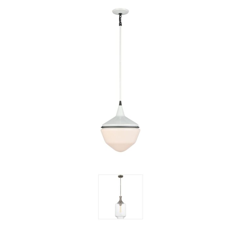 Atlas Lighting & Home Mid-Century Schoolhouse Enamel White Steel Mini Pendant