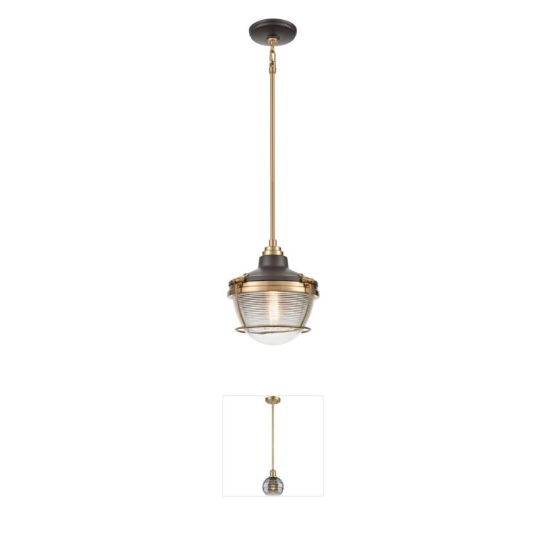 Atlas Lighting & Home Seaway Passage 10-Inch Ribbed Glass Mini Pendant in Oil Rubbed Bronze